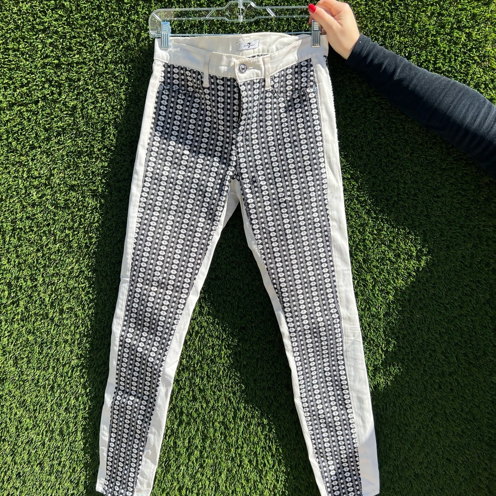 7 for all Mankind knit black & white jeans